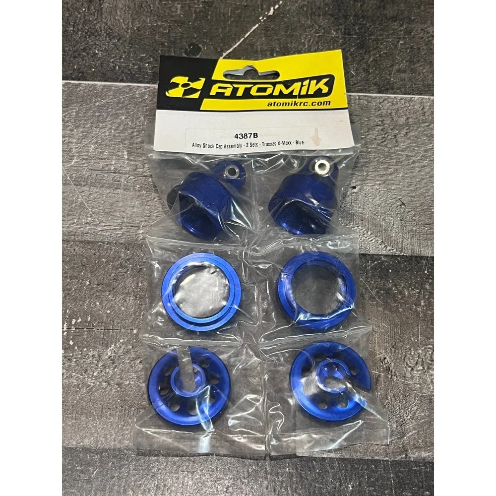 Atomik RC Blue Alloy Shock Cap Assembly 2 Sets Traxxas X-Maxx 4387B Upgrade Part
